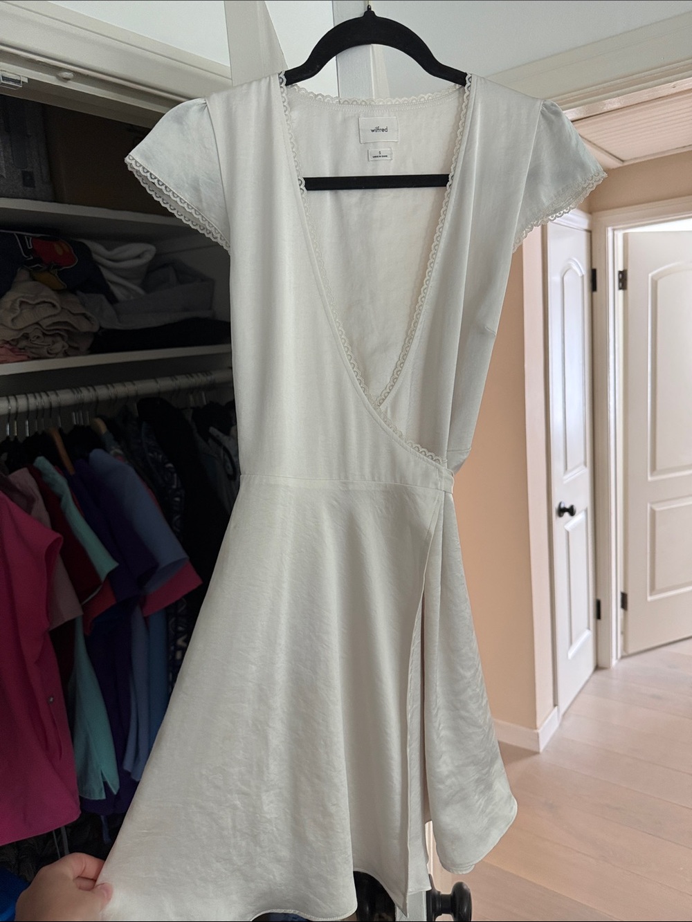 Wilfred Cream Wrap-Style Mini Dress